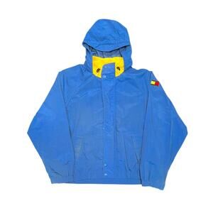 ★ Tommy Hilfiger Vintage Blue Windbreaker w/ Patch of Flag Logo on Sleeve ★